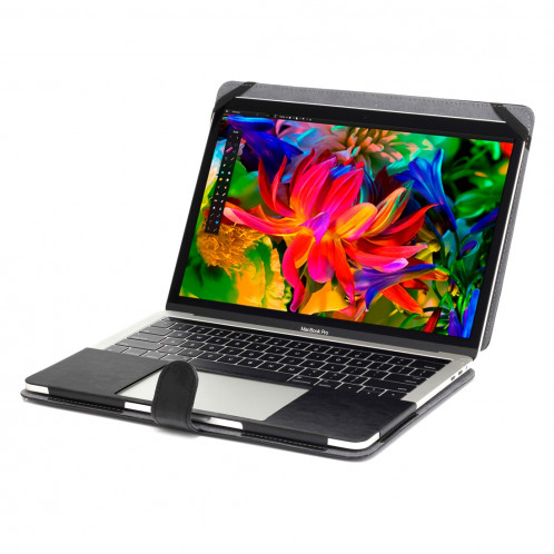Pour 2016 Nouveau Macbook Pro 15.4 pouce A1707 Ordinateur Portable Crazy Horse Texture Horizontal Flip Étui En Cuir (Noir) SH056B1460-06