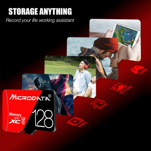 Carte mémoire MICRODATA 128 Go haute vitesse U3 rouge et noire TF (Micro SD) SH575715-010