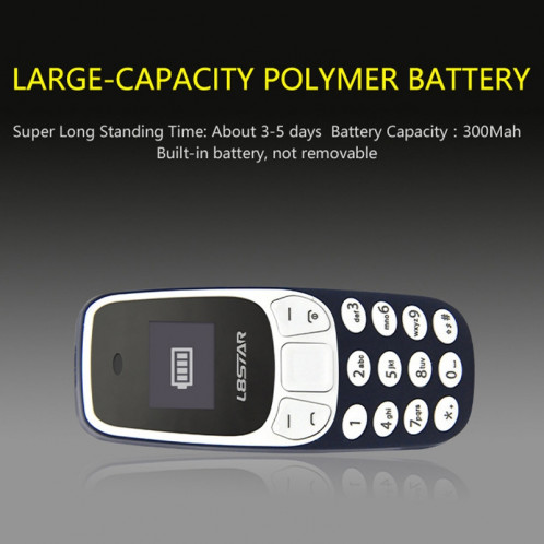 GTStar BM10 Mini Téléphone portable, Mains Libres Bluetooth Dialer Headphone, MP3 Music, Double SIM, Réseau: 2G (Bleu foncé) SG674D1806-08