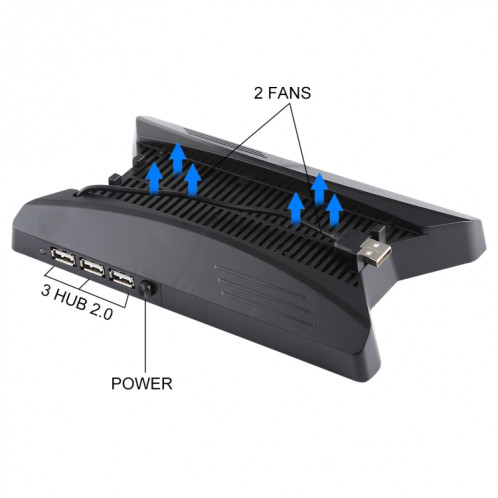 Chargeur de station d'accueil pour chargeur 3 en 1 + ventilateurs de refroidissement + 3 concentrateurs USB pour Playstation PS4 Pro SH5234727-05