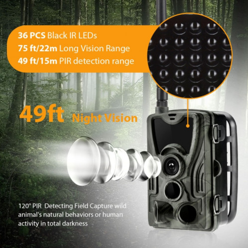 HC801LTE 4G Version UE Version imperméable IP65 IR Vision nocturne Sécurité Caméra du sentier de chasse 16MP, angle de 120 degrés SH29581864-08
