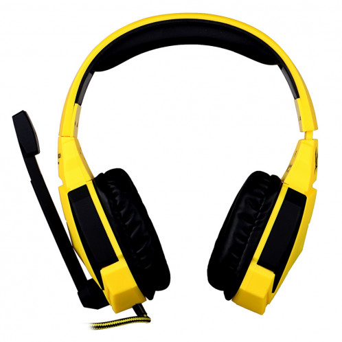 KOTION EACH G4000 Version USB Stéréo Gaming Headset Casque Headband avec Microphone Contrôle du Volume LED Lumière pour PC Gamer, Longueur de Câble: Environ 2.2m (Noir + Jaune) SK04BY1349-011
