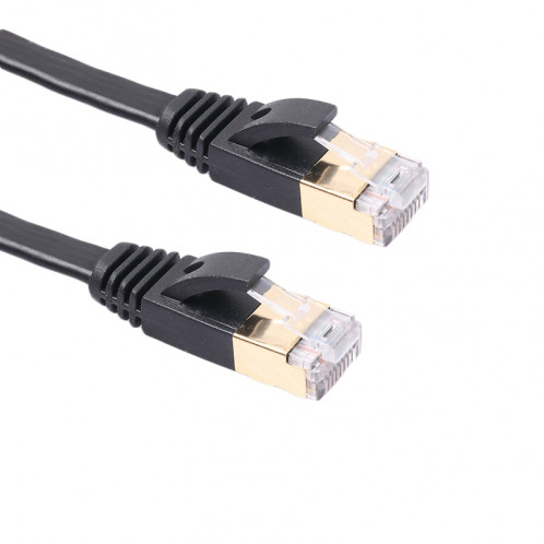 1m CAT7 10 Gigabit Ethernet ultra plat câble de raccordement pour modem réseau LAN routeur Construit avec des connecteurs RJ45 blindés (noir) S1232B474-03