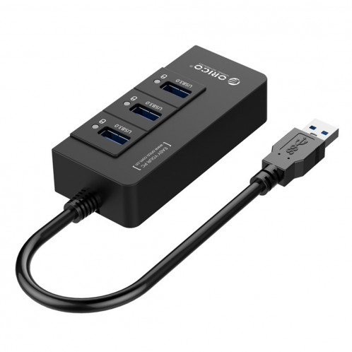 ORICO HR01-U3 ABS 3 ports USB3.0 HUB Splitter avec RJ45 Gigabit Ethernet Carte réseau externe 5 Gbps pour ordinateurs portables / Desktop / Ultrabook etc. (Noir) SO019B1448-09