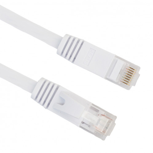 Câble réseau LAN plat Ethernet ultra-plat 15m CAT6, cordon de raccordement RJ45 (blanc) S1469W1614-06