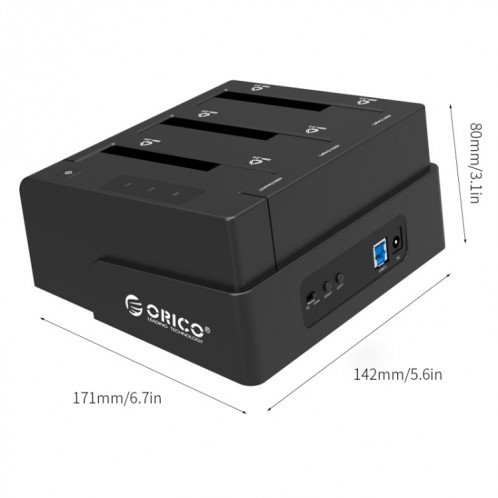 ORICO 6638US3-C 3 baies USB 3.0 Type-B à SATA Disque dur externe Boîtier de stockage Station d'accueil disque dur / Duplicateur pour 2,5 pouces / 3,5 pouces SATA HDD / SSD SO5881733-010