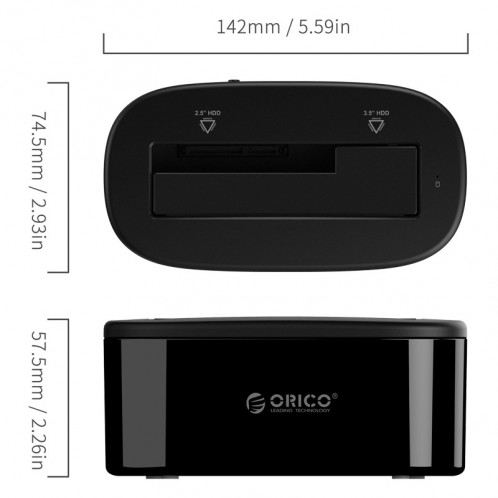 ORICO 6218US3 USB 3.0 Type-B à SATA Disque dur de stockage externe Dock pour 2,5 pouces / 3,5 pouces SATA HDD / SSD SO5929565-09