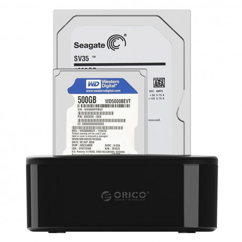 ORICO 6228US3 2,5 / 3,5 pouces SATA HDD / SSD 2 baie USB 3.0 disque dur Dock SO5940619-015