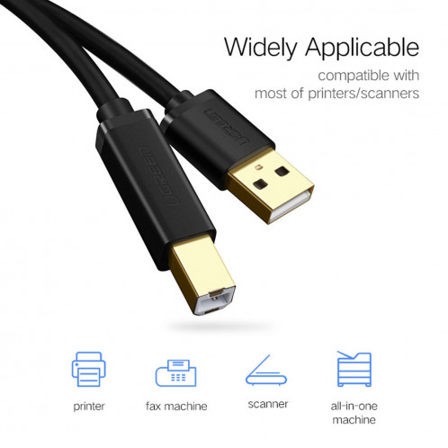 UGREEN Câble de données câble d'imprimante plaqué or USB 2.0, pour Canon, Epson, HP, Longueur de câble: 1,5 m SU65641223-011