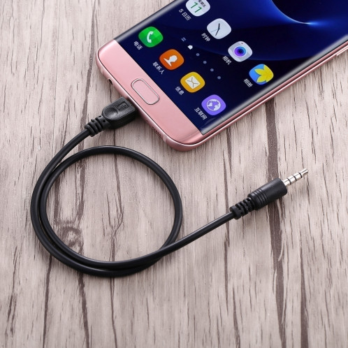 Câble AUX audio mâle mâle vers micro USB 3,5 mm, longueur: environ 40 cm (noir) S3309B1143-05