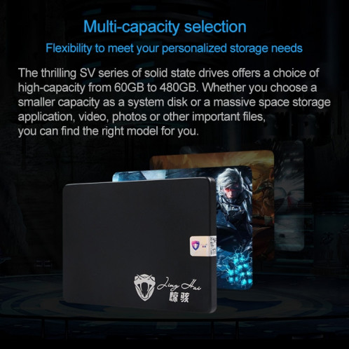 Disque SSD JingHai SV Series 2,5 pouces SATA III, Architecture Flash: TLC, Capacité: 60 Go SJ892589-09