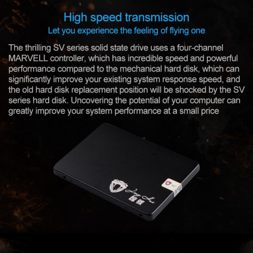 Disque SSD JingHai SV Series 2,5 pouces SATA III, Architecture Flash: TLC, Capacité: 120 Go SJ89261327-09