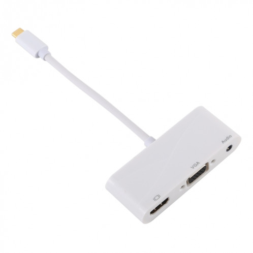 Adaptateur USB 2.0 + Port Audio + VGA + HDMI vers USB-C / Type-C HUB (Blanc) SH606W1177-010