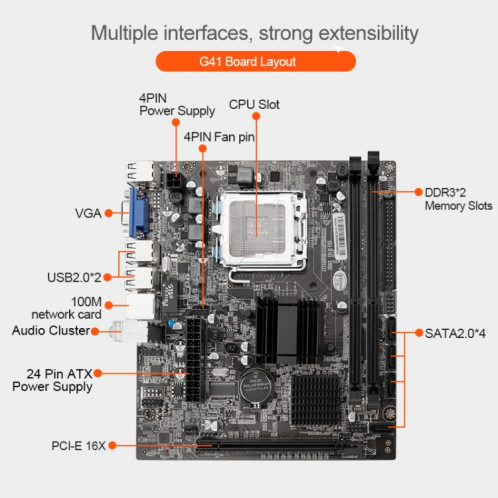 G41 DDR3 ordinateur de bureau, support pour toutes les séries LGA 775/771 processeurs, graphiques intégrés SH96261604-06