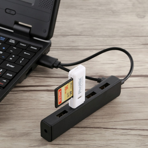 3 en 1 USB-C / Type C + Micro USB + 4 x Convertisseur de concentrateur USB 2.0, Longueur du câble: 12cm (Noir) SH757B1674-06