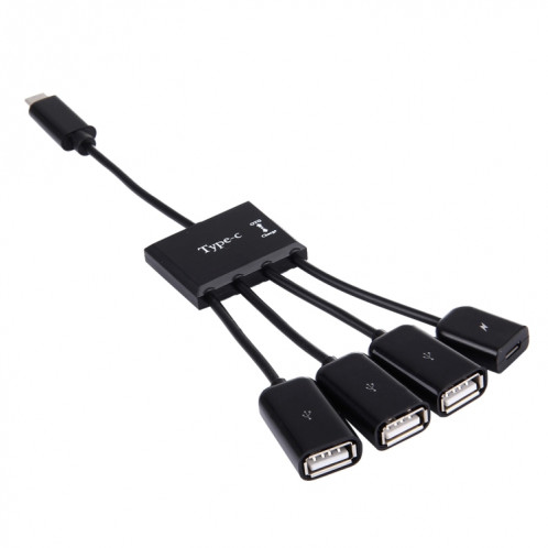 Câble USB 2.0 OTG HUB 4 ports USB-C / Type-C vers USB à 3 ports avec alimentation Micro USB SP99951449-07