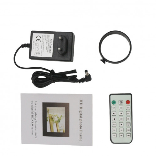 Cadre photo numérique à écran LED de 17,0 pouces avec support / télécommande, technologie Allwinner, prise en charge USB / carte SD / OTG, prise US / EU / UK (noire) SH321B1813-09