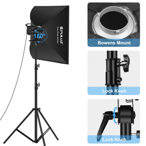 PULUZ 150W 3200K-5600K Photo studio strobe flash Light Kit avec Softbox Reflector & Trépied (Plug AU) SP11AU330-012