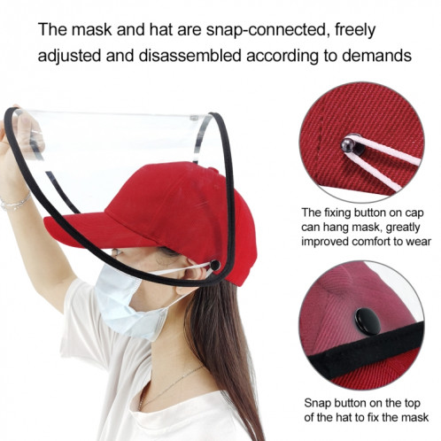 50 PCS Anti-Salive Splash Anti-Spitting Anti-Fog Anti-Oil Protective Baseball Cap Mask Masque Visage Amovible (Rouge) SH463R1462-014