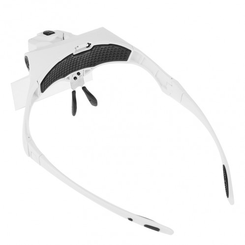 5 lentilles 1.0X-3.5X loupe lunettes support bandeau loupe avec 2 lumières LED grossissement des yeux lunettes loupe outil de grossissement (blanc) SH445W587-011