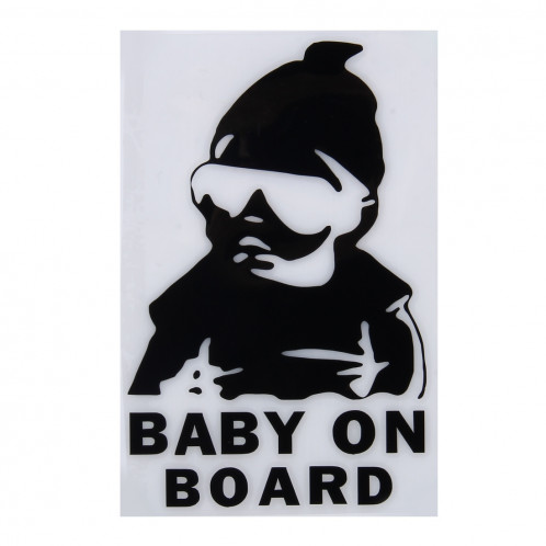 Autocollant en vinyle pour bébé, modèle à bord, Taille: 20cm x 13cm (Noir) SH280B1420-04