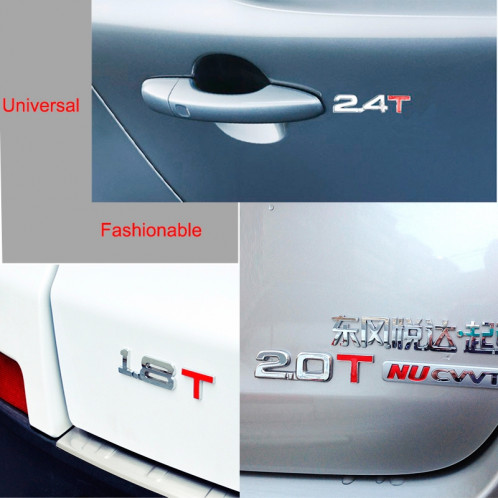 Décalage universel de gaz 3D de décalque de voiture de décalque universel de décalcomanie d'insigne de voiture du métal 2.4T de décalque universel, taille: 8.5x2.5 cm SH050E114-03