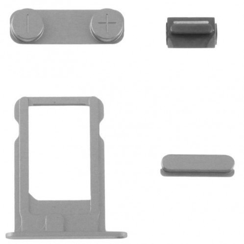 Full Housing Alloy couvercle de remplacement arrière avec bouton muet + bouton d'alimentation + bouton de volume + plateau de carte SIM nano pour iPhone 5S (gris) SF711H907-07