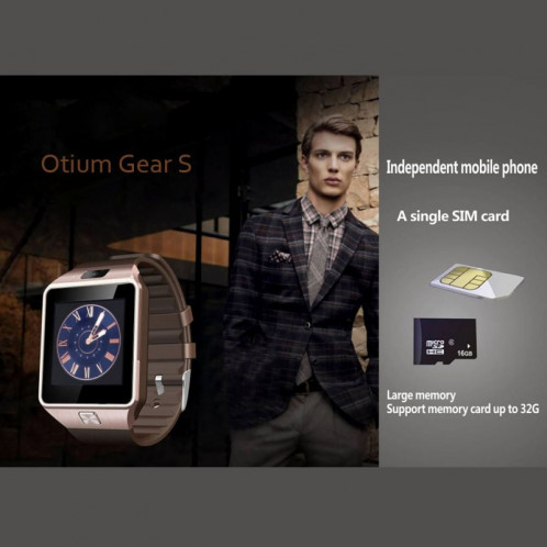 Otium Gear S 2G Smart Watch Téléphone, Anti-Perdu / Podomètre / Moniteur de Sommeil, MTK6260A 533 MHz, Bluetooth / Appareil photo (Or) SO650J190-022