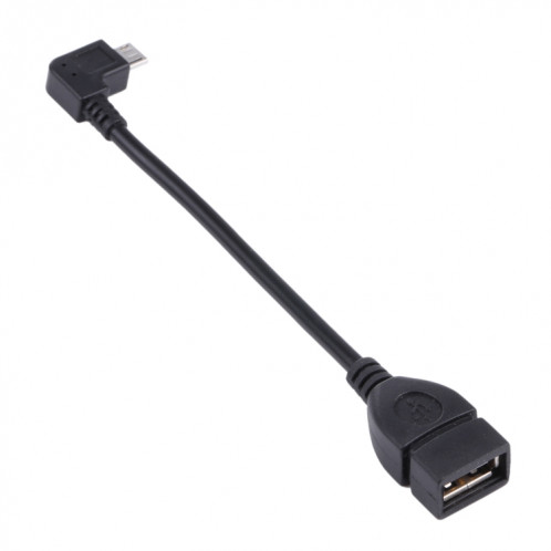 90 degrés micro USB mâle sur câble d'adaptateur AF USB 2.0 avec fonction OTG pour Galaxy / Nokia / LG / BlackBerry / HTC One X / Amazon Kindle / Sony Xperia, etc. (13cm) (noir) SH1327889-04