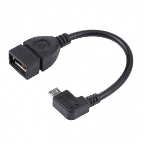 90 degrés micro USB mâle sur câble d'adaptateur AF USB 2.0 avec fonction OTG pour Galaxy / Nokia / LG / BlackBerry / HTC One X / Amazon Kindle / Sony Xperia, etc. (13cm) (noir) SH1327889-04