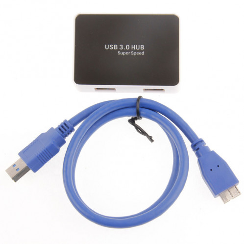 CR-H302 Surface de miroir 4 Ports USB 3.0 Super Vitesse 5 Gbps HUB + 60 cm Câble de Transmission USB 3.0 (Blanc) SC231W1782-08