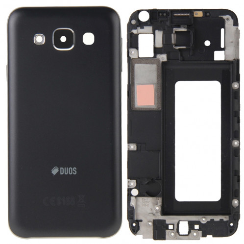 iPartsBuy Couvercle complet du boîtier (Boîtier avant de la plaque de cadre du cadre LCD + couvercle arrière de la batterie du boîtier arrière) pour Samsung Galaxy E5 / E500 (Noir) SI144B1255-09