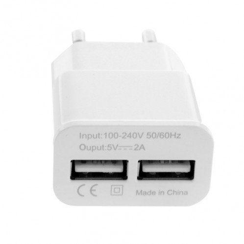5V 2A UE Plug Double USB Chargeur Adaptateur pour Galaxy S5 / S4 / Note 4 / Note 8.0 SH08901892-04