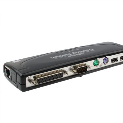Station d'accueil Hi-Speed ​​USB 2.0 avec 8 ports (2xUSB 2.0 + souris PS2 + clavier PS2 + RS232 + DB25 + LAN + Upstream), noir SH091B887-010
