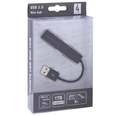 HUB USB 2.0 haute vitesse à 4 ports (noir) SH098B1467-04