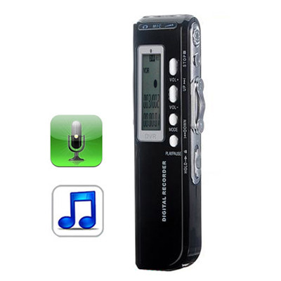 Enregistreur vocal numérique de 8 Go Lecteur MP3 Dictaphone, enregistrement téléphonique de soutien, fonction VOX, alimentation: 2 piles AAA (noir) SH103A1962-02
