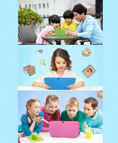 M755 Tablet PC pour l'éducation des enfants, 7,0 pouces, 512 Mo + 8 Go, Android 5.1 RK3126 Quad Core jusqu'à 1,3 GHz, 360 degrés rotation du menu, WiFi (vert) SM001G1366-010