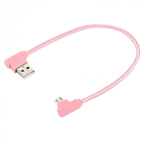 25 cm USB à micro USB Nylon Weave Style Double Cow Charging Câble, Pour Samsung / Huawei / Xiaomi / Meizu / LG / HTC et d'autres smartphones (rose) SH668F1864-06