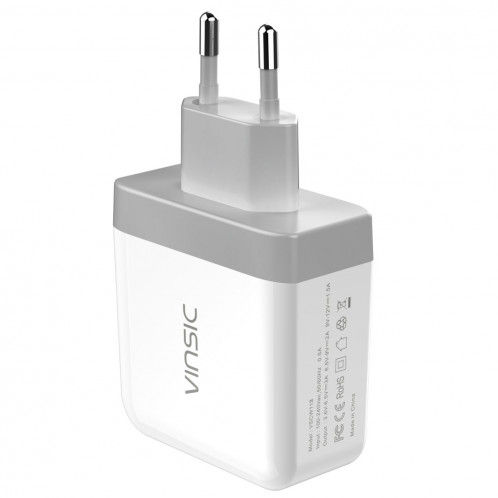 Vinsic 18W Portable Smart chargeur rapide 3.0, prise de l'UE, pour iPhone, Galaxy, Huawei, Xiaomi, LG, HTC et autres téléphones intelligents SV39406-09