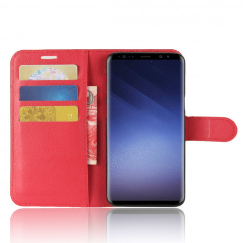 Pour Samsung Galaxy S9 Litchi Texture horizontale Flip étui en cuir avec titulaire et portefeuille et fentes pour cartes (rouge) SF342R1082-06