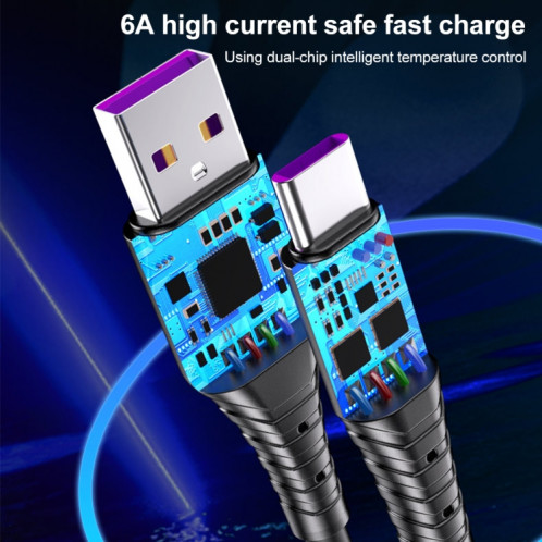 WK WDC-152 6A Type-C / USB-C Câble de charge rapide de chargement rapide, longueur: 1m (noir) SW904B1544-07