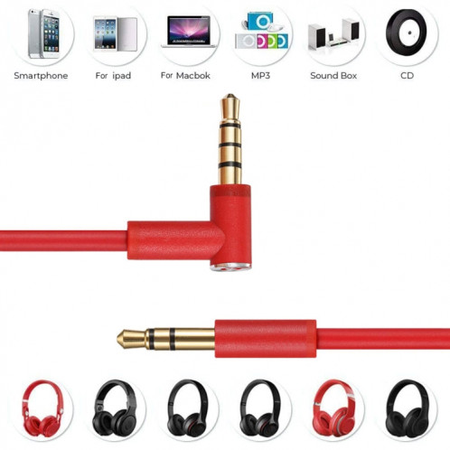 ZS0087 Câble d'écouteur mâle de 3,5 mm à mâle avec micro et câble à câble: 1,4 m (rouge) SH045R1966-07