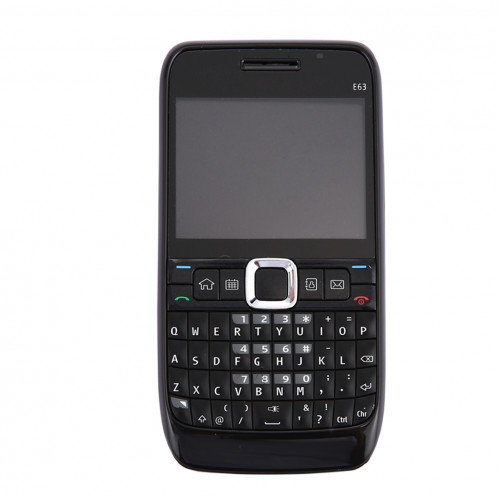 iPartsAcheter pour Nokia E63 Couvercle du boîtier complet (couvercle avant + lunette du cadre du milieu + couvercle arrière de la batterie + clavier) (noir) SI00BL481-08