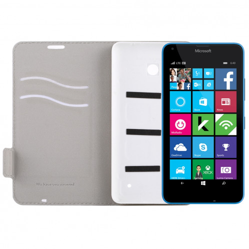 Pour Microsoft Lumia 640 Horizontal Flip étui en cuir avec fente pour carte + couverture arrière (blanc) SP53WL1522-07