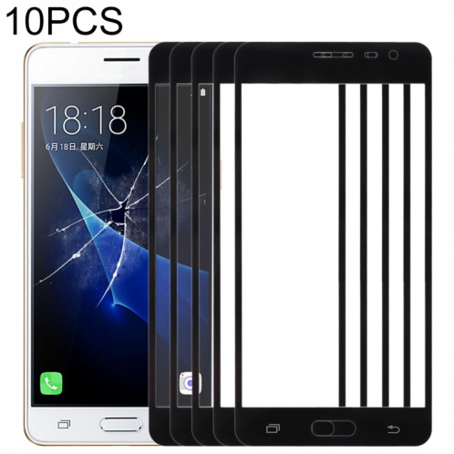 Pour Samsung Galaxy J3 Pro / J3110 10pcs Lentille en verre extérieure de l'écran avant (Noir) SH42BL331-06