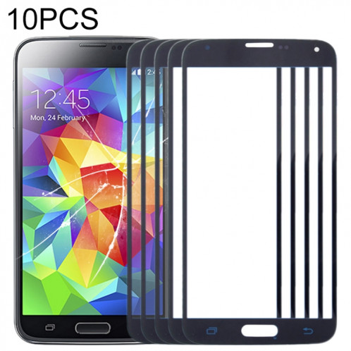 Pour Samsung Galaxy S5 / G900 10pcs Lentille en verre extérieure de l'écran avant (Bleu foncé) SH577D1927-06
