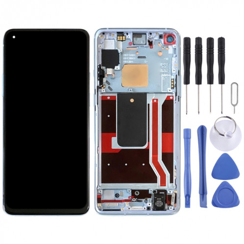 Pour OnePlus 8T (5G) KB2001 KB2000 KB2003 Assemblage complet du numériseur avec cadre OEM Écran LCD (Bleu) SH273L1825-06