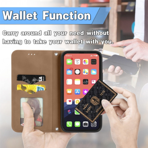 Pour iPhone 13 mini-peau rétro Sentez l'étui en cuir horizontal horizontal magnétique professionnel avec porte-cartes et portefeuille et cadre photo (brun) SH204C504-09