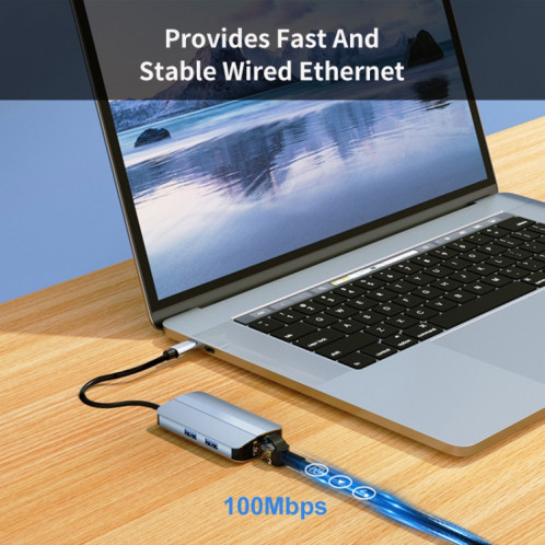 JUNSUNMAY Adaptateur de station d'accueil 6 en 1 Type-C vers 4K HDMI / Ethernet Hub USB-C Convertisseur multiport SJ03991250-09