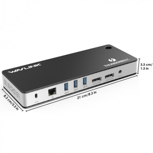 WAVLINK UTD21H 11 en 1 4K double DisplayPort Hub convertisseur Thunderbolt 3 Station d'accueil, prise: prise ue SW750355-07